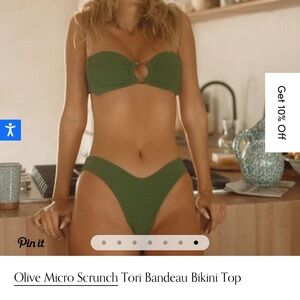 Montce Olive Micro Scrunch Tori Bandeau Bikini Top Size Small